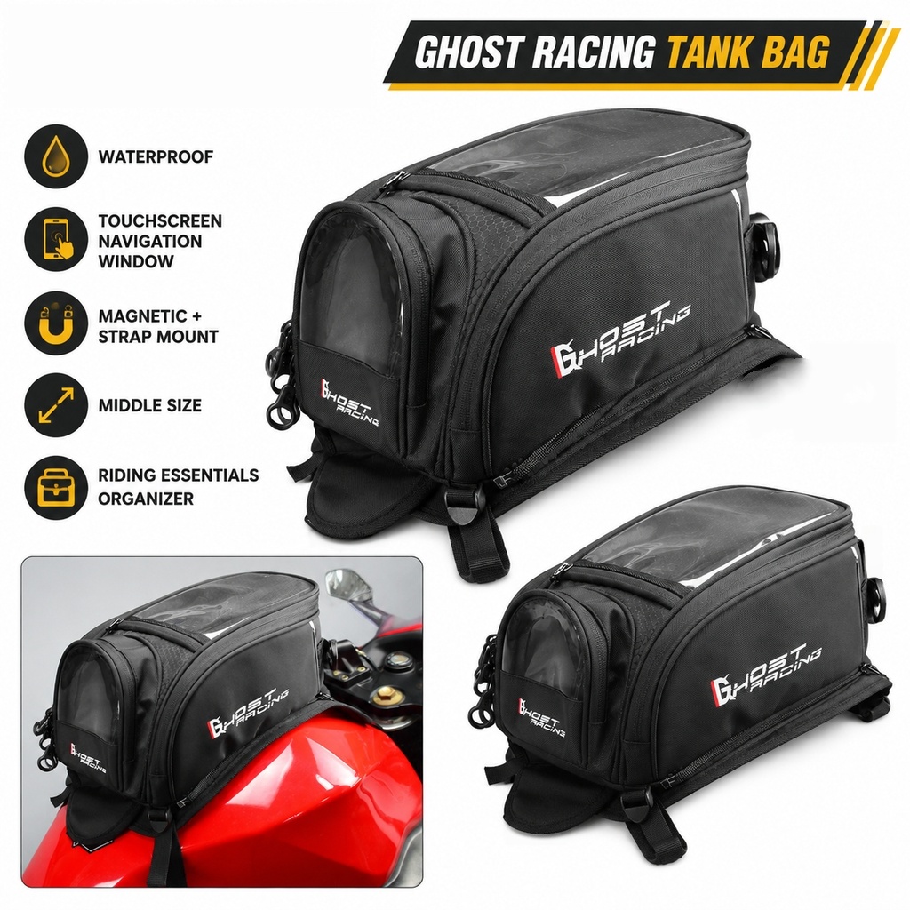 Motorcycle Gear Companies - กระเป๋าสะพายข้างติดถังน้ำมันมอเตอร์ไซค์อเนกประสงค์ กันน้ำ พร้อมช่องใส่ของสำหรับหน้าจอสัมผัส กระเป๋าเก็บของสำหรับการเดินทางกลางแจ้ง อุปกรณ์สำหรับนักขี่มอเตอร์ไซค์